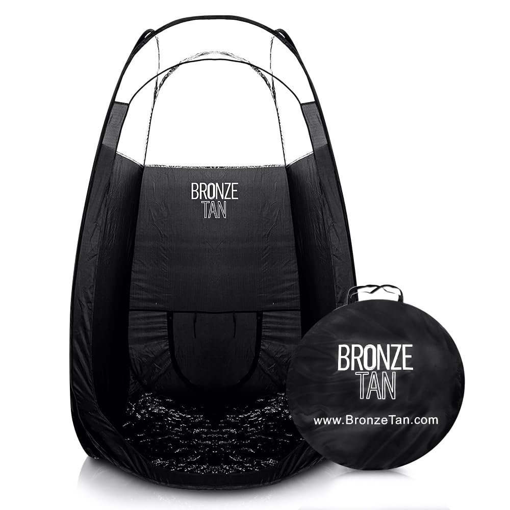 Pop Up Spray Tan Tent for Professionals - Waterproof Booth With Portable Carrying Case for Spray Tan Salons - Self Tanning Black by Bronze Tan