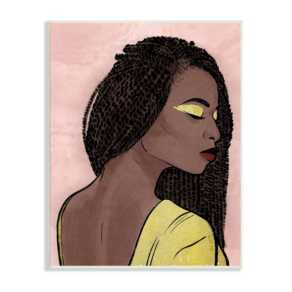 Stupell Industries African American Woman with Gold Glitz Eye Shadow