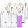 JUVITUS Clear 12 oz Professional Cylinder PET Plastic Bottles (BPA Free) (12 Pack, Gold Lotion Pump) view 1