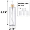 JUVITUS Clear 12 oz Professional Cylinder PET Plastic Bottles (BPA Free) (12 Pack, Gold Lotion Pump) view 2