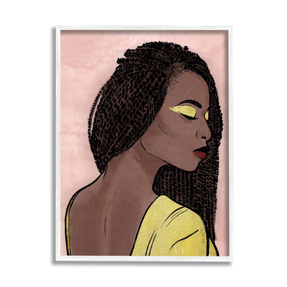 Stupell Industries African American Woman with Gold Glitz Eye Shadow