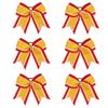 8 Inch 3 Colors 3 Layers 6 Pcs Cheerleader Bows Jumbo Cheerleading Bows Hair Elastic Hair Tie for High School College (Red/White/Yellow gold) view 1