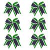 8 Inch 3 Colors 3 Layers 6 Pcs Cheerleader Bows Jumbo Cheerleading Bows Hair Elastic Hair Tie for High School College (Green/White/Navy blue) view 1