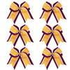 8 Inch 3 Colors 3 Layers 6 Pcs Cheerleader Bows Jumbo Cheerleading Bows Hair Elastic Hair Tie for High School College (Maroon/White/Yellow gold) view 1