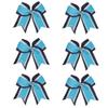 8 Inch 3 Colors 3 Layers 6 Pcs Cheerleader Bows Jumbo Cheerleading Bows Hair Elastic Hair Tie for High School College (Navy blue/White/Light blue) view 1