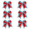 8 Inch 3 Colors 3 Layers 6 Pcs Cheerleader Bows Jumbo Cheerleading Bows Hair Elastic Hair Tie for High School College (Light blue/White/Red) view 1