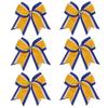 8 Inch 3 Colors 3 Layers 6 Pcs Cheerleader Bows Jumbo Cheerleading Bows Hair Elastic Hair Tie for High School College (Royal blue/White/Yellow gold) view 1