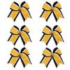 8 Inch 3 Colors 3 Layers 6 Pcs Cheerleader Bows Jumbo Cheerleading Bows Hair Elastic Hair Tie for High School College (Black/White/Yellow gold) view 1