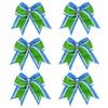 8 Inch 3 Colors 3 Layers 6 Pcs Cheerleader Bows Jumbo Cheerleading Bows Hair Elastic Hair Tie for High School College (Columbia blue/White/Green) view 1