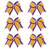 8 Inch 3 Colors 3 Layers 6 Pcs Cheerleader Bows Jumbo Cheerleading Bows Hair Elastic Hair Tie for High School College (Purple/White/Yellow gold) view 1
