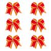 8 Inch 3 Colors 3 Layers 6 Pcs Cheerleader Bows Jumbo Cheerleading Bows Hair Elastic Hair Tie for High School College (Orange/White/Red) view 1