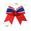 8 Inch 3 Colors 3 Layers 6 Pcs Cheerleader Bows Jumbo Cheerleading Bows Hair Elastic Hair Tie for High School College (Yellow gold/White/Navy blue) view 2