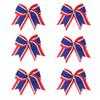 8 Inch 3 Colors 3 Layers 6 Pcs Cheerleader Bows Jumbo Cheerleading Bows Hair Elastic Hair Tie for High School College (Red/White/Royal blue) view 1