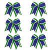 8 Inch 3 Colors 3 Layers 6 Pcs Cheerleader Bows Jumbo Cheerleading Bows Hair Elastic Hair Tie for High School College (Green/White/Royal blue) view 1