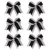 8 Inch 3 Colors 3 Layers 6 Pcs Cheerleader Bows Jumbo Cheerleading Bows Hair Elastic Hair Tie for High School College (Grey/White/Black) view 1