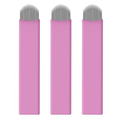 50pcs Pink Disposable Microblading Artist Blade U18 Nano Microblades 0.18mm Microblading Eyebrows Supplies Needles Available size 12F 14F 18U (18U)