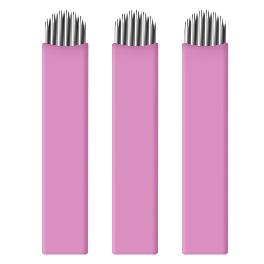 50pcs Pink Disposable Microblading Artist Blade U18 Nano Microblades 0.18mm Microblading Eyebrows Supplies Needles Available size 12F 14F 18U (18U)
