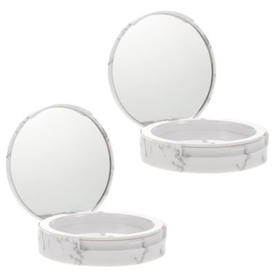 EXCEART 2pcs Marble Pattern Makeup Cases Compact Powder Boxes for Pressed Powder Eyeshadow Blush Lightweight Design for Storage for Cosmetic Mixing