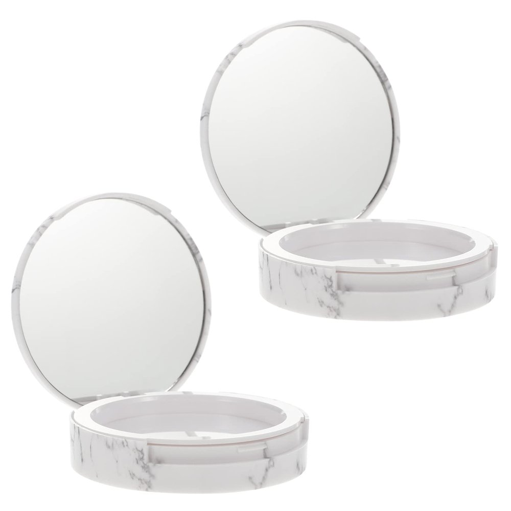 EXCEART 2pcs Marble Pattern Makeup Cases Compact Powder Boxes for Pressed Powder Eyeshadow Blush Lightweight Design for Storage for Cosmetic Mixing