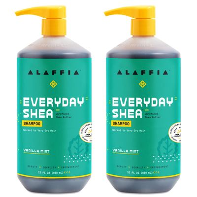Alaffia EveryDay Shea Shampoo, Gentle Cleansing Shampoo for Normal to Dry Hair, Made with Fair Trade Unrefined Shea Butter, No Parabens or Phthalates, Vanilla Mint, 2 pack - 32 Fl Oz Ea