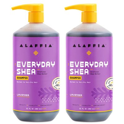 Alaffia Shampoo, Lavender 2-Pack EveryDay Shea Sulfate-Free Shampoo with Moisture-Rich Shea Butter and Coconut Oil, 32 Oz Ea