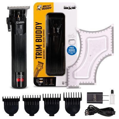The Cut Buddy Trim Buddy, Cordless Beard & Hairline Trimmer with 4 Guards + Shaping Tool, Beginner-Friendly, Rechargeable, T-Blade Precision, As Seen on Shark Tank