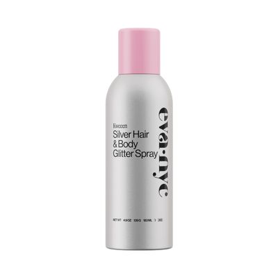 Eva NYC Kweeen Silver Body and Hair Glitter Spray for Shimmer, Washable Glitter Hairspray for Any Party Look, 4.9 oz