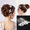 60 Pieces Bridal Hair Pins Accessories Pearl Rhinestone Flower U Shape Clips Jewelry Prom Hair Barrettes Decorations for Brides Bridesmaids Women view 3
