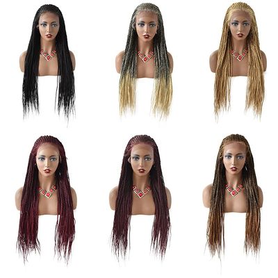 30" Realistic Hand-Braided Lace Front Twist Braids Wigs with Baby Hair 13x4.8inch Soft Swiss Lace Frontal Side Part Braided Wigs Premium Synthetic Lightweight Box Braided Wig for Black Women (LL30115EC-30", #1B/613T Black Blonde Ombre Color)