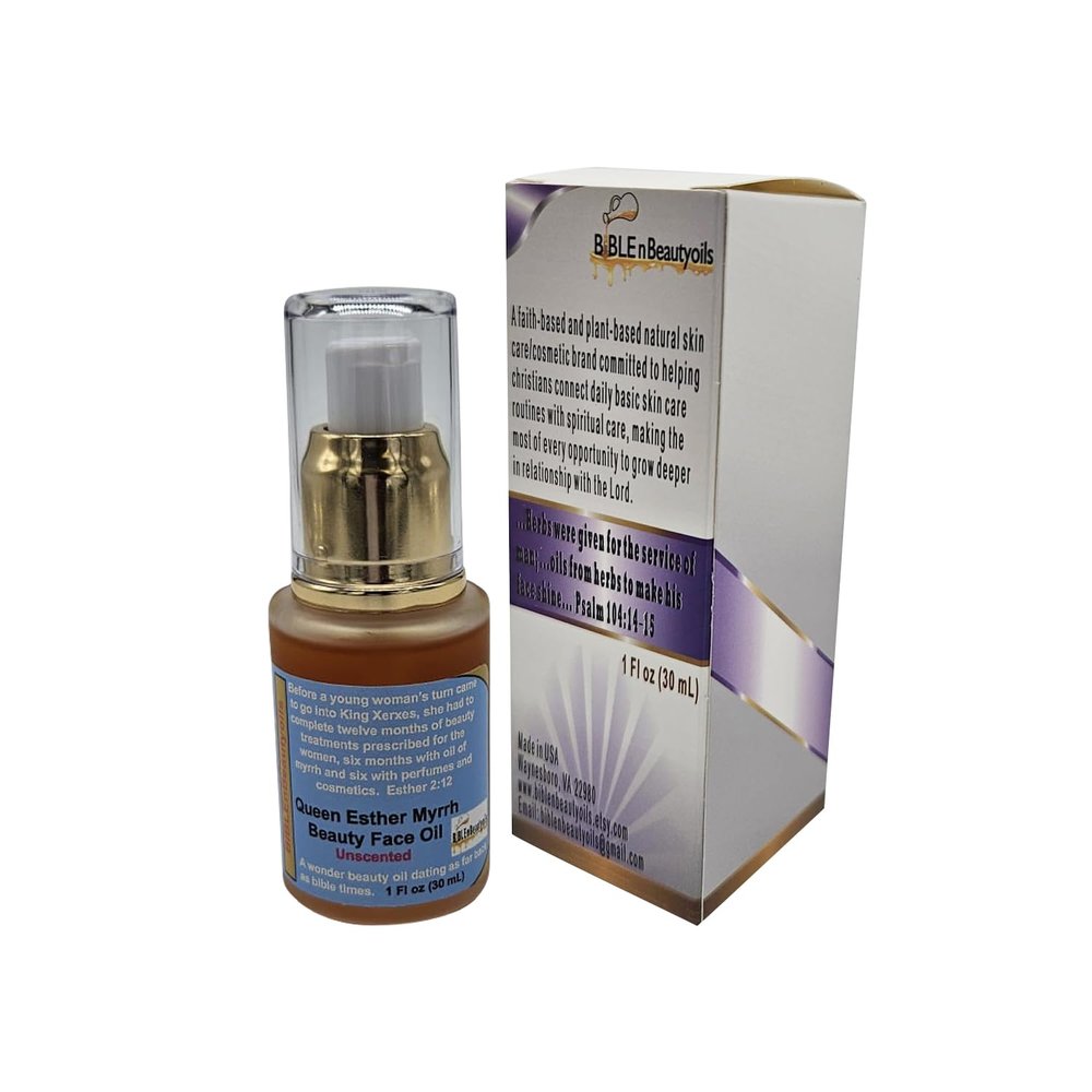 BIBLE N Beautyoils Queen Esther Myrrh Beauty Face Oil, Myrrh-Infused Skincare Essential Oils, Rosehip, Argan, Seabuckthorn, Pomegranate Seed Face Oil for Radiant Skin, 1.0 Fl Oz (Natural Nutty)