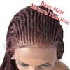 30" Realistic Hand-Braided Lace Front Twist Braids Wigs with Baby Hair 13x4.8inch Soft Swiss Lace Frontal Side Part Braided Wigs Premium Synthetic Lightweight Box Braided Wig for Black Women (LL30115EC-30", #1B/99JT Black Mix Wine Red Color) view 3