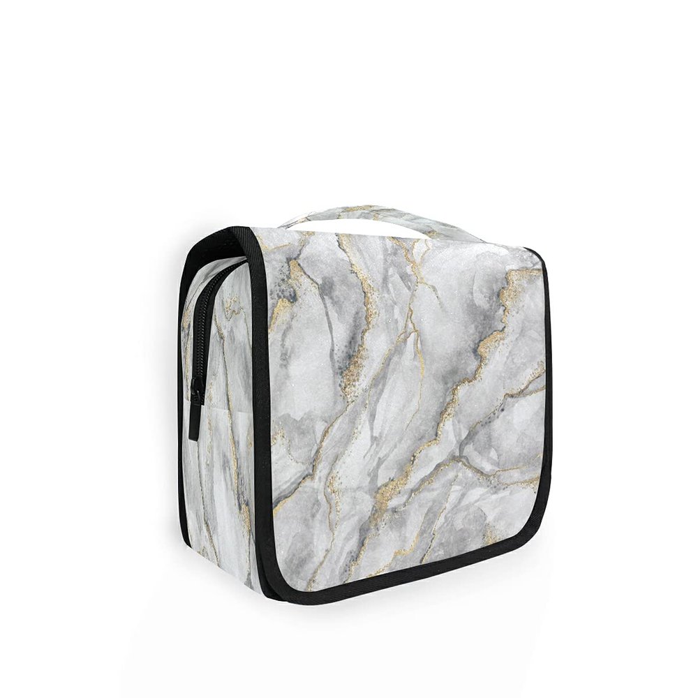 HMZXZ Hanging Travel Abstract Texture Marble Toiletry Bag Folding Bathroom Gym Organizer Portable Cosmetic Wash Bag for Women Girls