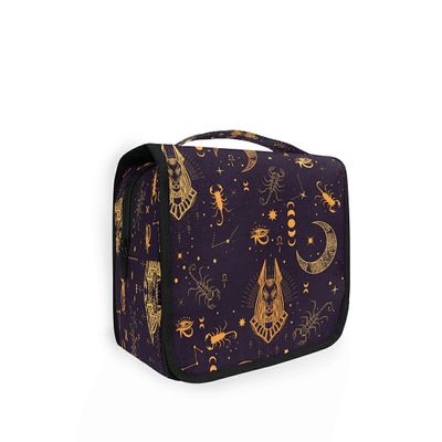 HMZXZ Hanging Travel Egyptian Moon Constellation Toiletry Bag Folding Bathroom Gym Organizer Portable Cosmetic Wash Bag for Women Girls