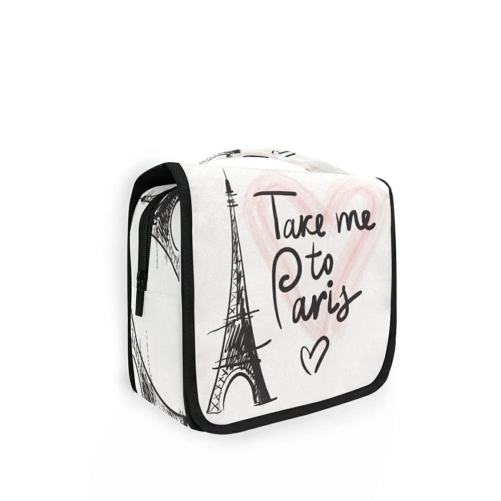 HMZXZ Hanging Travel Take Me To Paris Eiffiel France Toiletry Bag Folding Bathroom Gym Organizer Portable Cosmetic Wash Bag for Women Girls