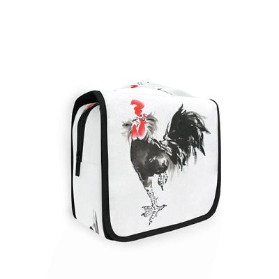 HMZXZ Hanging Travel Watercolor Rooster Toiletry Bag Folding Bathroom Gym Organizer Portable Cosmetic Wash Bag for Women Girls