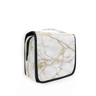 HMZXZ Hanging Travel Texure Marble Gold Line Print Toiletry Bag Folding Bathroom Gym Organizer Portable Cosmetic Wash Bag for Women Girls