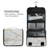HMZXZ Hanging Travel Texure Marble Gold Line Print Toiletry Bag Folding Bathroom Gym Organizer Portable Cosmetic Wash Bag for Women Girls view 4
