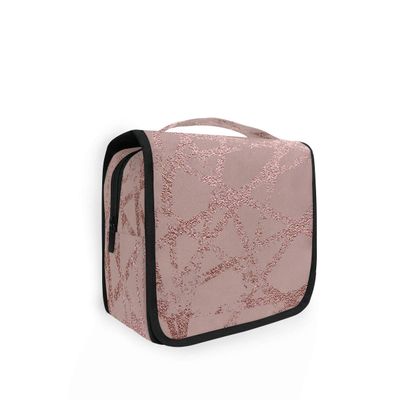 HMZXZ Hanging Travel Rose Marble Texure Print Toiletry Bag Folding Bathroom Gym Organizer Portable Cosmetic Wash Bag for Women Girls