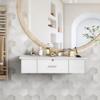 PENNYNANA Wall Mount Styling Barber Station with Locked Storage Drawer,Salon Stations for Hair Stylist,White view 1