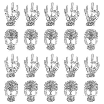 Trendy Stickers 40pcs Skull Nail Charms, Halloween 3D Skeleton Hand Nail Art with Rhinestones Nail Tip Cellphone Decoration () Vintage Decor