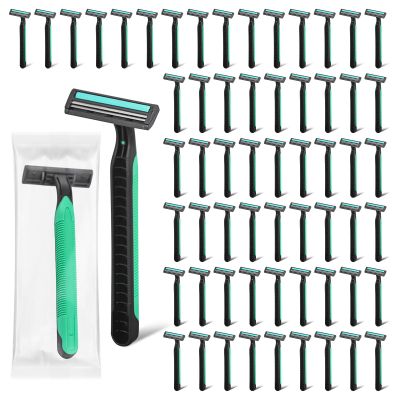 Fafortune Disposable Twin Blade Razors in Bulk, Individually Wrapped - Clear Safety Cap, For Homeless, Hotel, Airbnb, Travel (pack of 30,green)