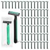 Fafortune Disposable Twin Blade Razors in Bulk, Individually Wrapped - Clear Safety Cap, For Homeless, Hotel, Airbnb, Travel (pack of 50,green) view 1