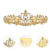 1pc Rhinestone Crown Wedding Girl Tiara Wedding Crown Tiara Headdress Rhinestone Bridal Tiara Wedding Dcor Decor Wedding Tiara Pearl Rhinestones Headband Crystal Bride view 2