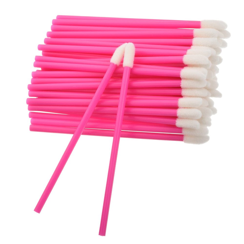 Auniwaig 50 Pcs Disposable Lip Brushes Lipstick Lip Gloss Wands Applicator Tool Rose Red Make Up Lip Brush Disposable Lipstick Gloss Wands