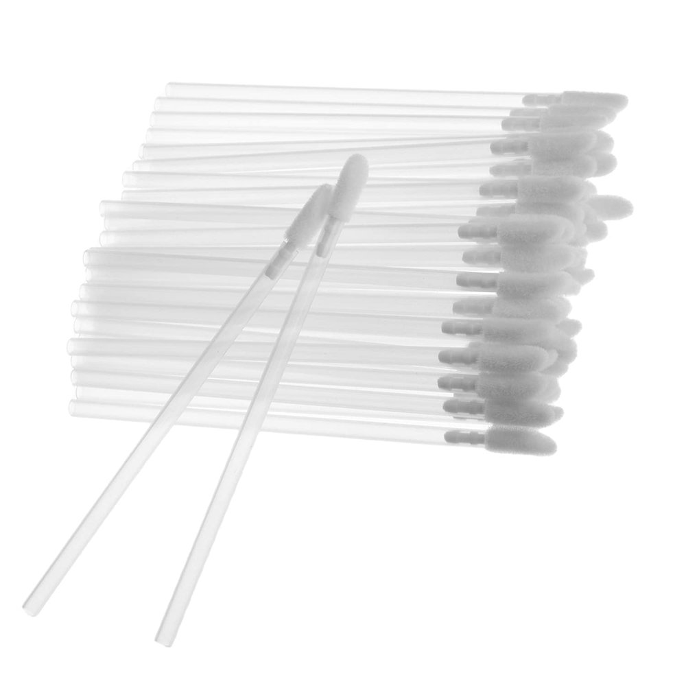 Auniwaig 100 Pcs Disposable Lip Brushes Lipstick Lip Gloss Wands Applicator Tool Transparent Make Up Lip Brush Disposable Lipstick Gloss Wands