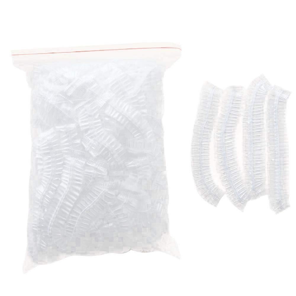 100PCS Disposable Transparent Shower Caps Larger and Thicker Waterproof Shower Caps Plastic Hair Caps for Women, Spa, Home Use, Hotel and Hair Salon, Portable Travel
