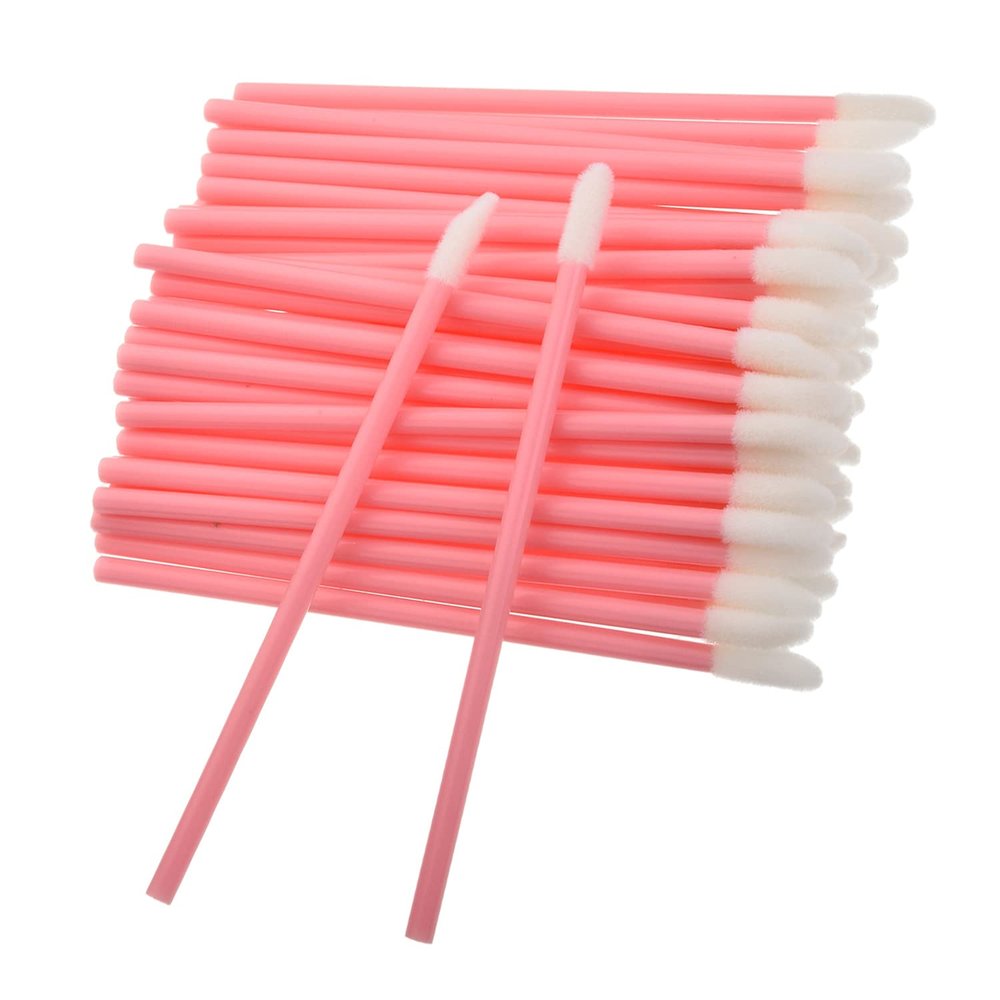 Auniwaig 150 Pcs Disposable Lip Brushes Lipstick Lip Gloss Wands Applicator Tool Pink Make Up Lip Brush Disposable Lipstick Gloss Wands