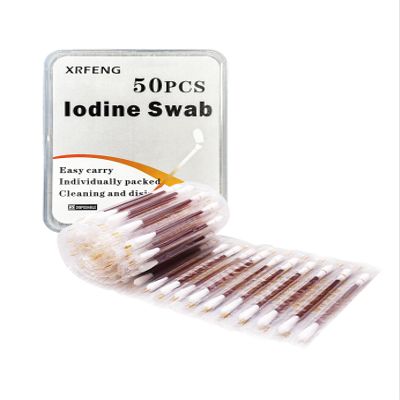 50 PCS Disposable Iodine Swab Portable Medical Swabs Outdoor Supplies Care Nasal