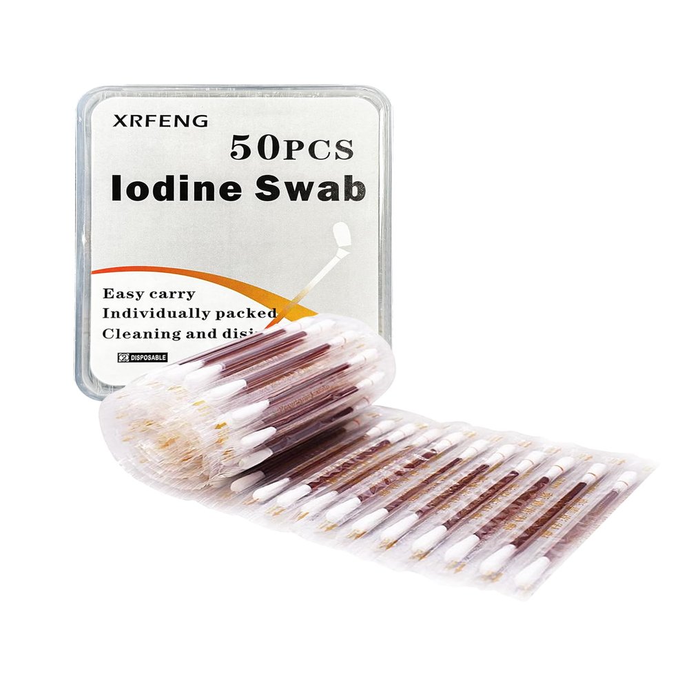 50 PCS Disposable Iodine Swab Portable Medical Swabs Outdoor Supplies Care Nasal