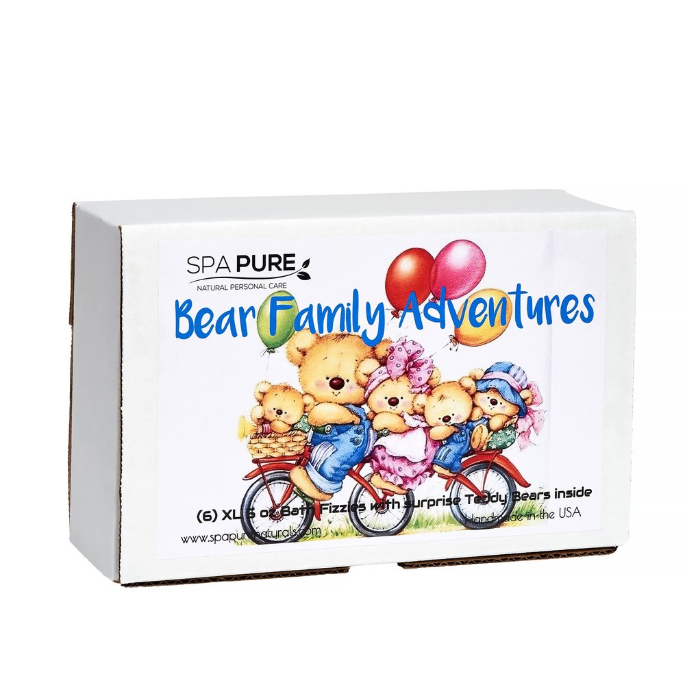 Bath Bomb Fizzies with Surprise: 6 Bear Family Toys Inside Bath Bombs, Huge Balls (5 oz) Safe, Great for Bubble Baths, Perfect for Little Girls and Boys (6 Count) Pack of 1